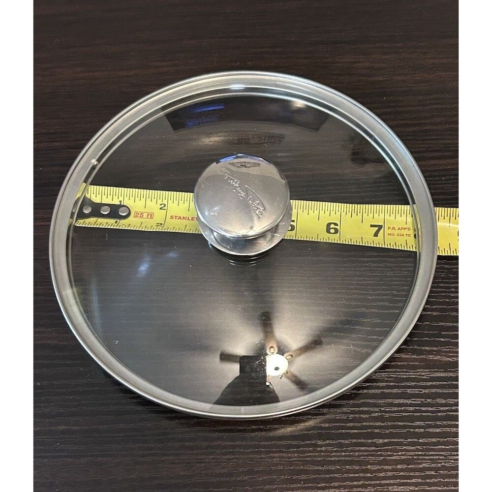 Wolfgang Puck 8” Glass Replacement Lid Only Stainless Rim Knob Tempered Cookware